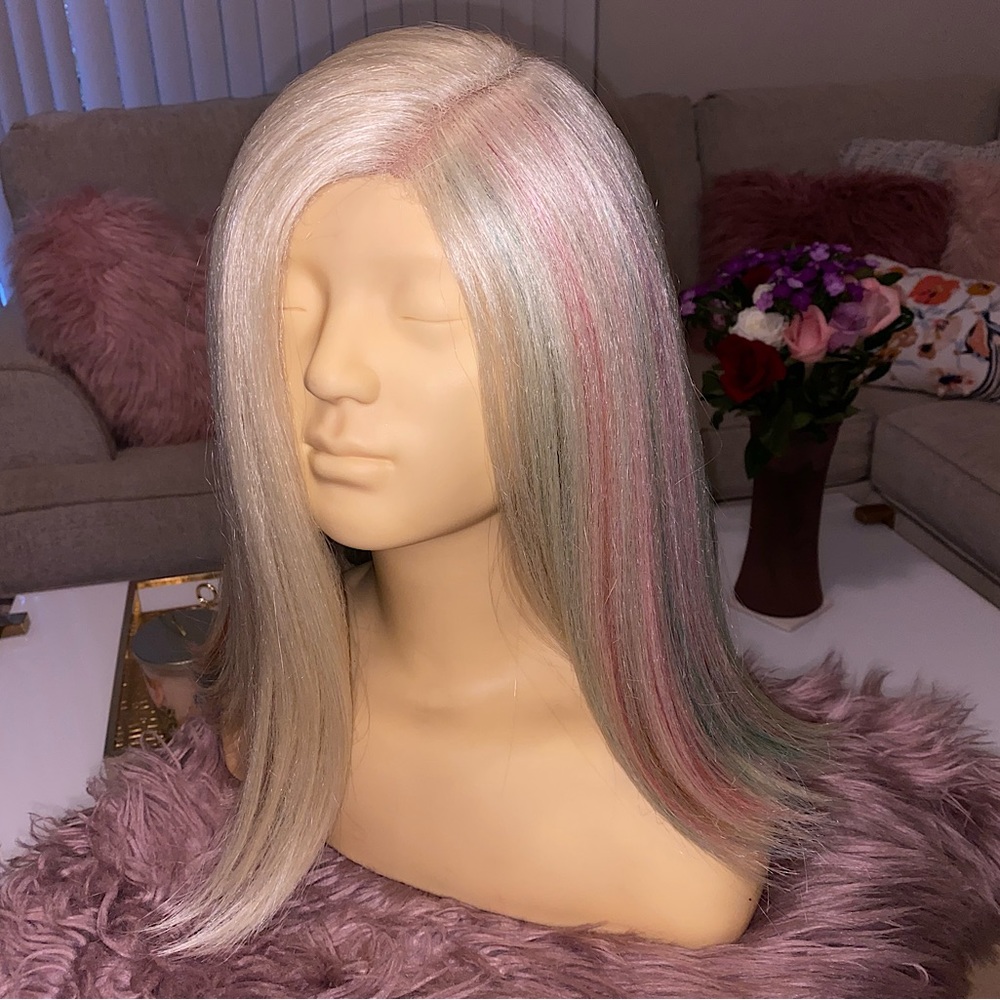 blonde multicolor lob (long bob) wig